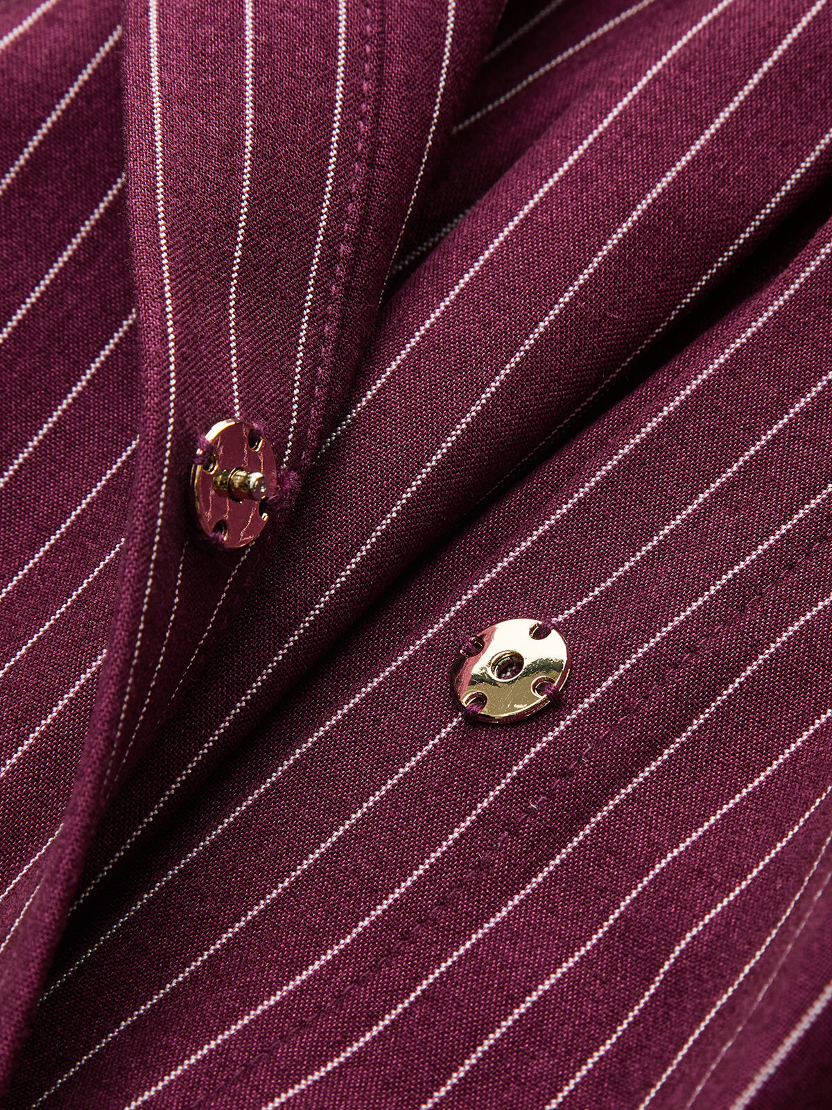 Pinstripe Bodysuit with Cross-Front Design and Collar