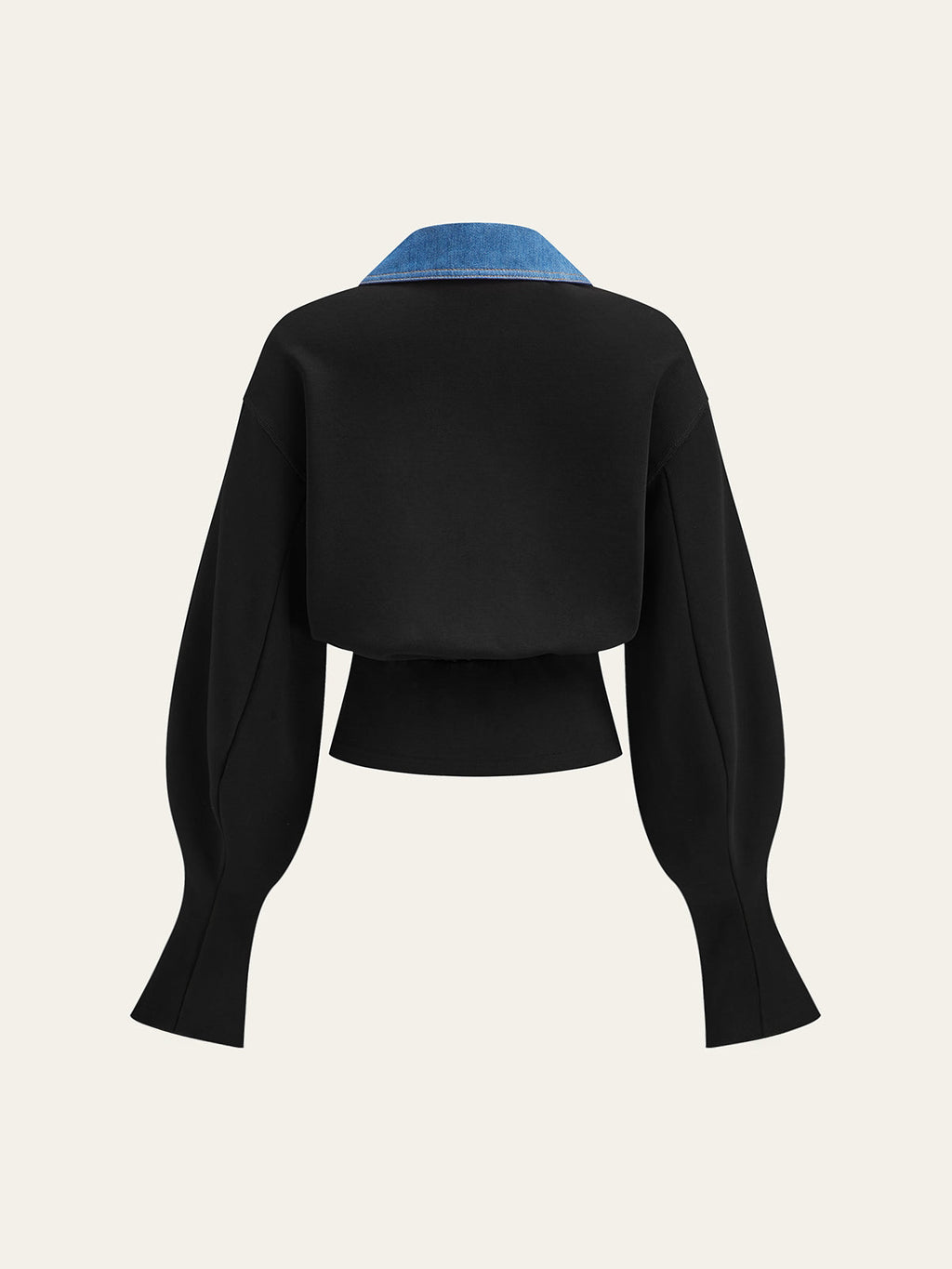 Button-Trimmed Denim Sweater With Stylish Accents
