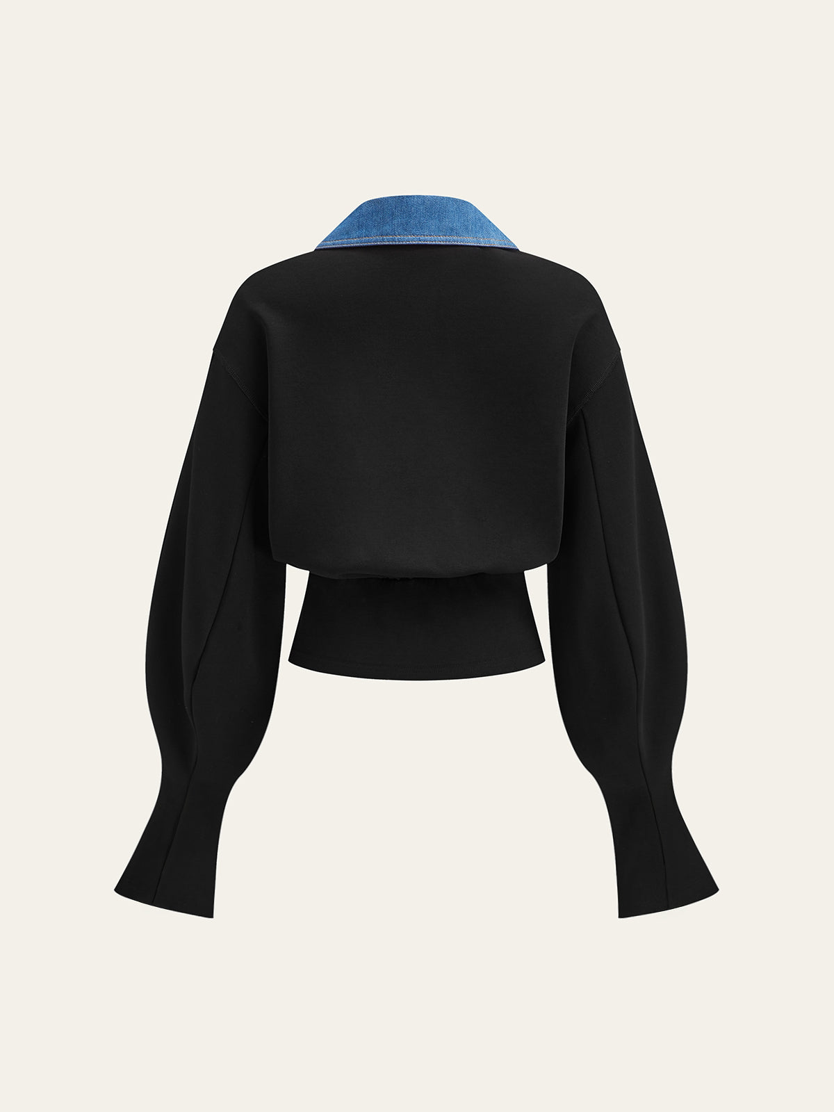 Button-Trimmed Denim Sweater With Stylish Accents