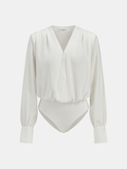 Silky Satin Bodysuit with Hook-and-Eye Closure