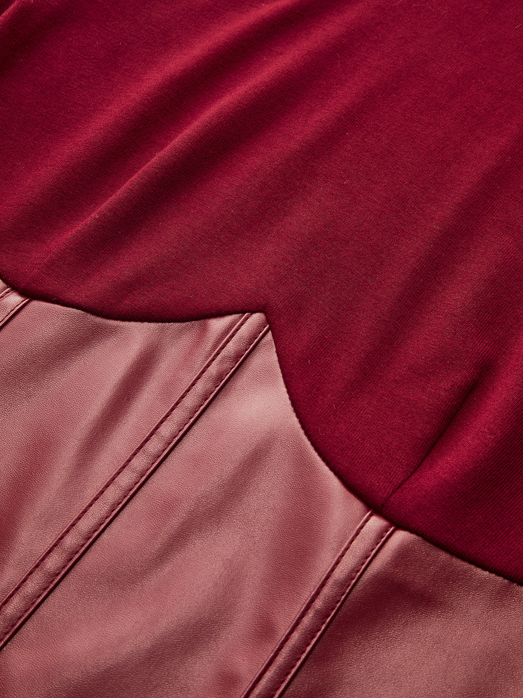 Mock Neck Top with Faux Leather Corset Panels