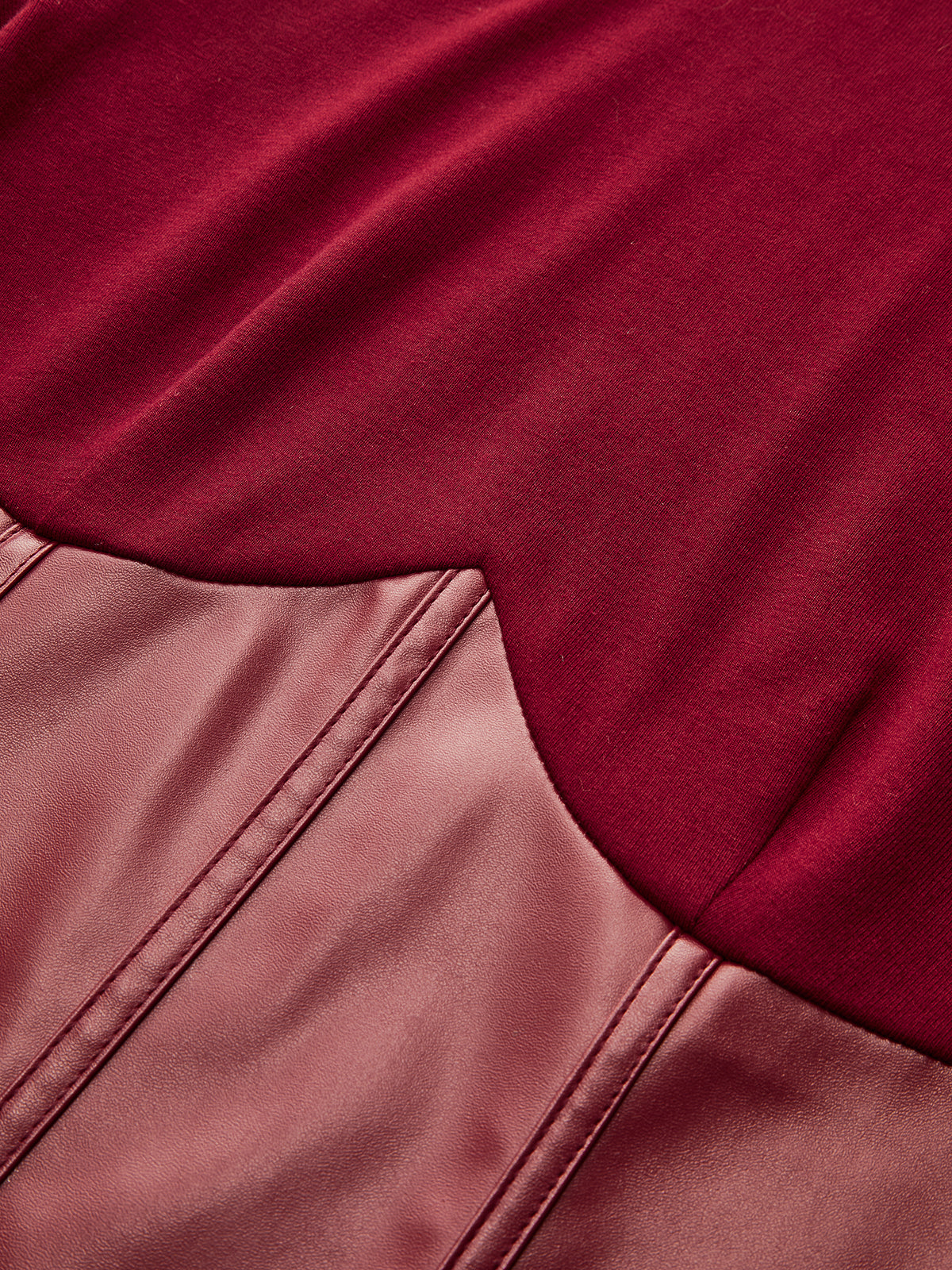 Mock Neck Top with Faux Leather Corset Panels