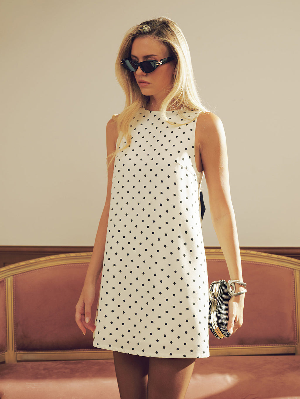 Mini Polka Dot Dress with Bow on Back