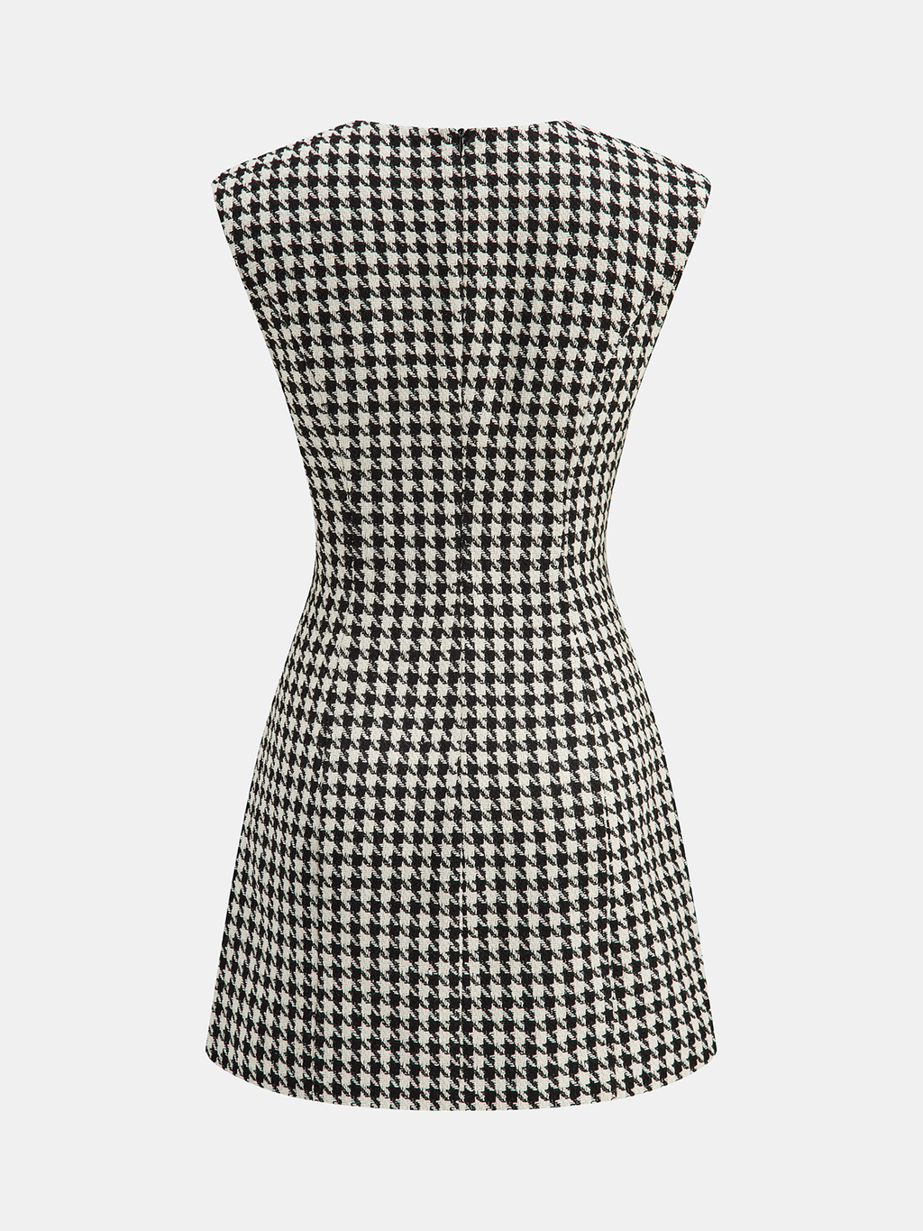 Houndstooth Tweed Mini Dress with Horsebit Accent