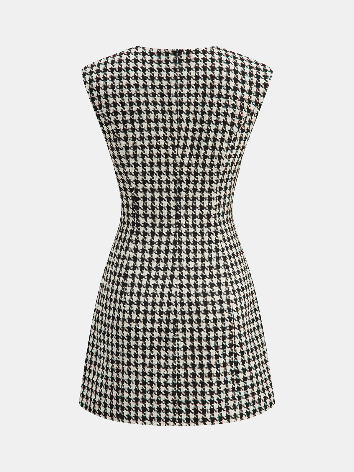 Houndstooth Tweed Mini Dress with Horsebit Accent
