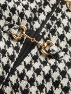 Houndstooth Tweed Mini Dress with Horsebit Accent