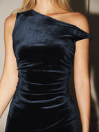 Velvet Sleeveless Dress with Ruched Detailing