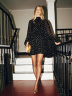 Foil Spot Cami Dress with Coordinating Cape
