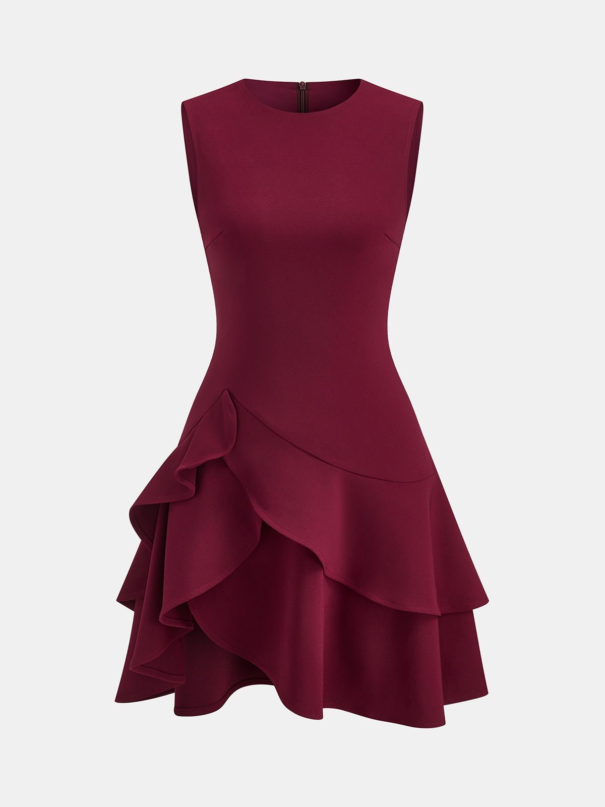 Sleeveless Mini Dress with Asymmetric Ruffle Hem