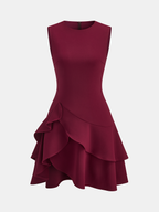 Sleeveless Mini Dress with Asymmetric Ruffle Hem