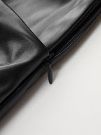 Mock Neck Sleeveless Dress with Faux Leather Panel