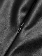 Sleeveless PU Leather Dress with Pleated Panel Detail