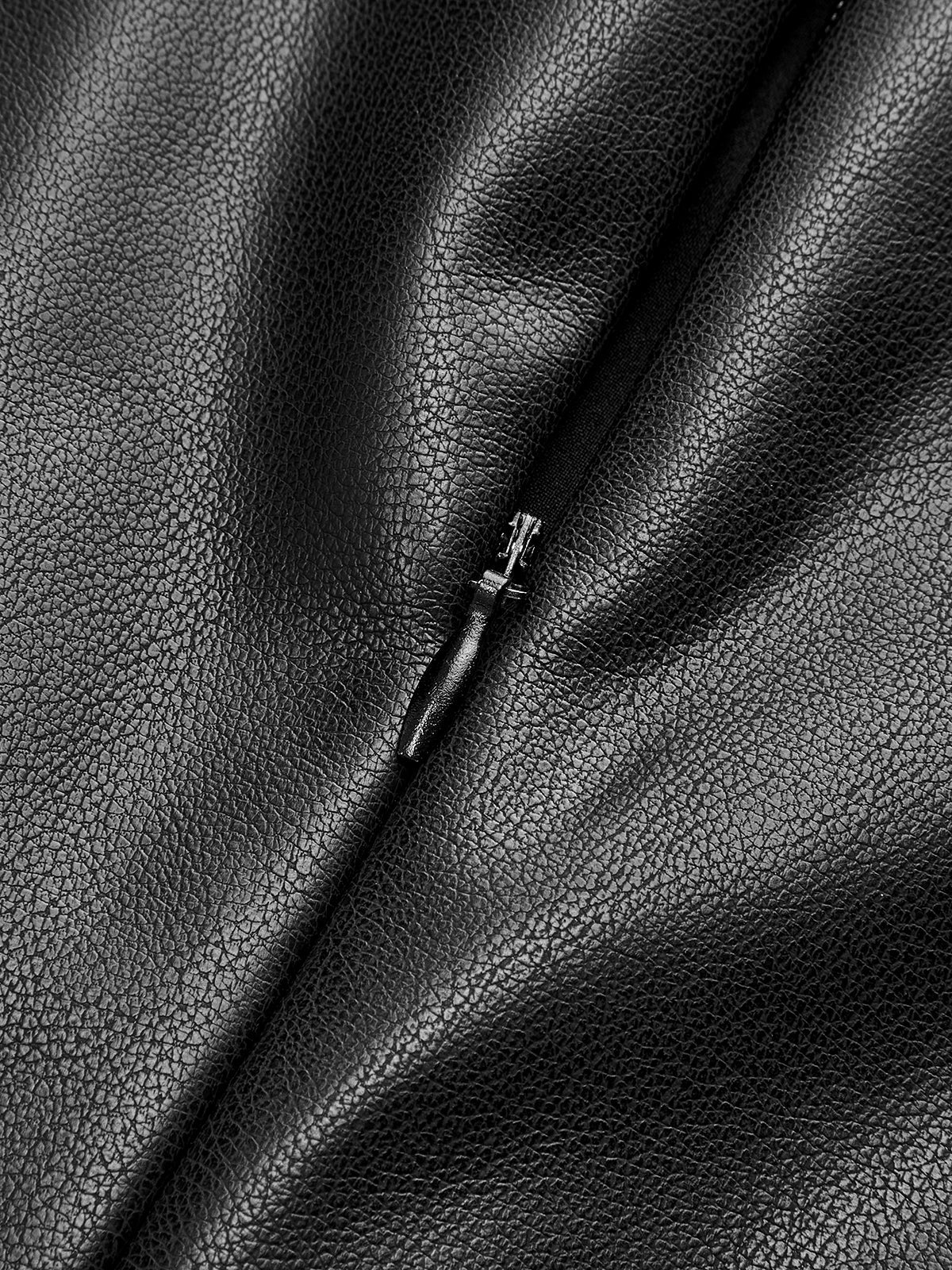 Sleeveless PU Leather Dress with Pleated Panel Detail