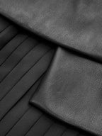 Sleeveless PU Leather Dress with Pleated Panel Detail