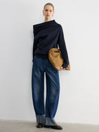 Casual Off-Shoulder Sweatshirt in Cotton Blend