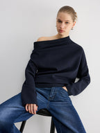 Casual Off-Shoulder Sweatshirt in Cotton Blend