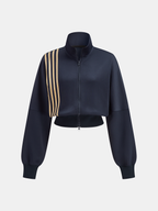 Four-Stripe Cropped Athletic Sweatshirt