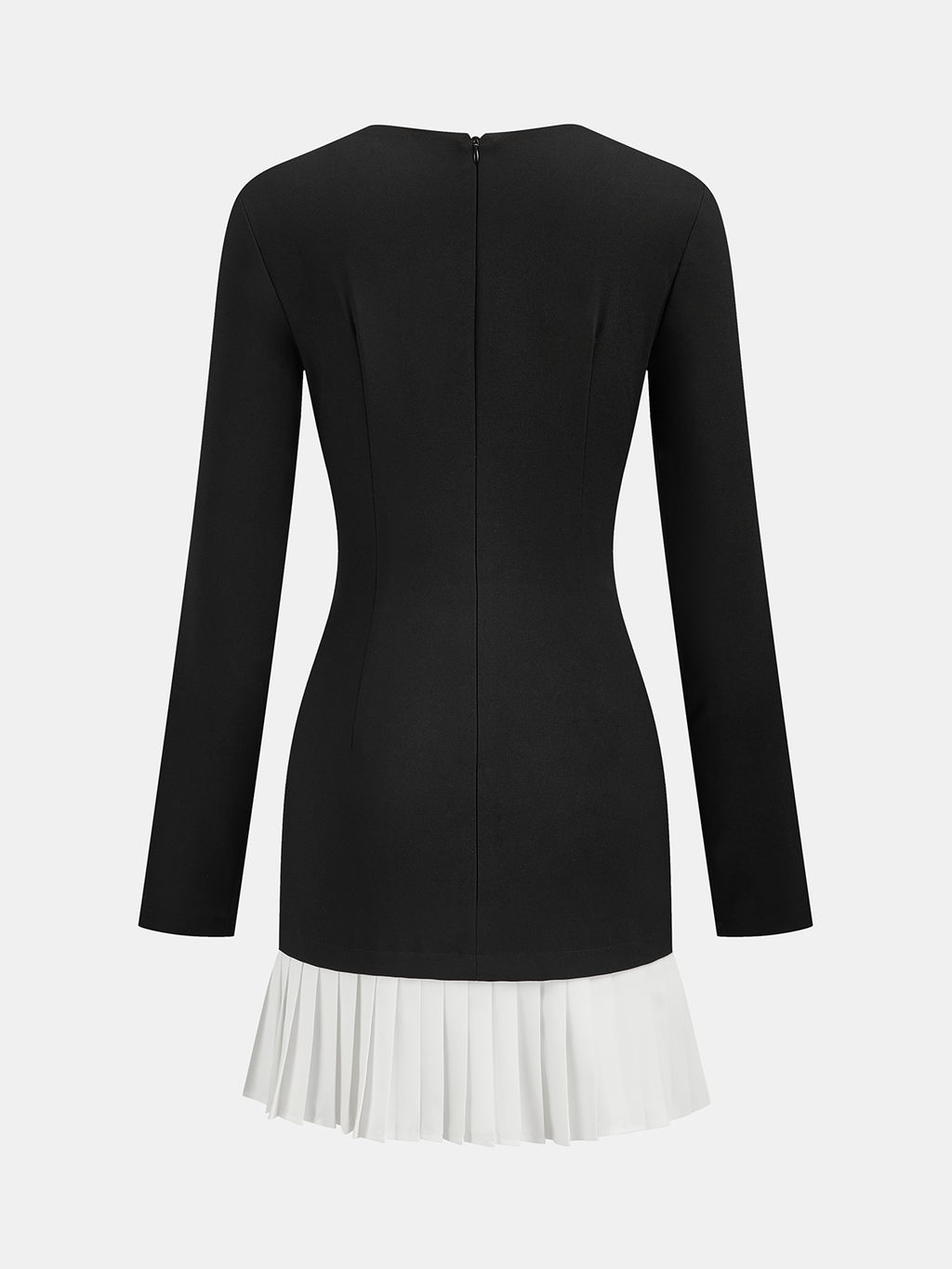 Asymmetric Mini Dress with Pleated Hem and Metal Detail