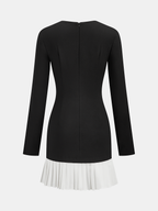 Asymmetric Mini Dress with Pleated Hem and Metal Detail