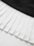 Asymmetric Mini Dress with Pleated Hem and Metal Detail