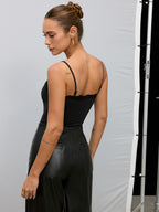 Lace Trim Camisole Bodysuit Without Underwire