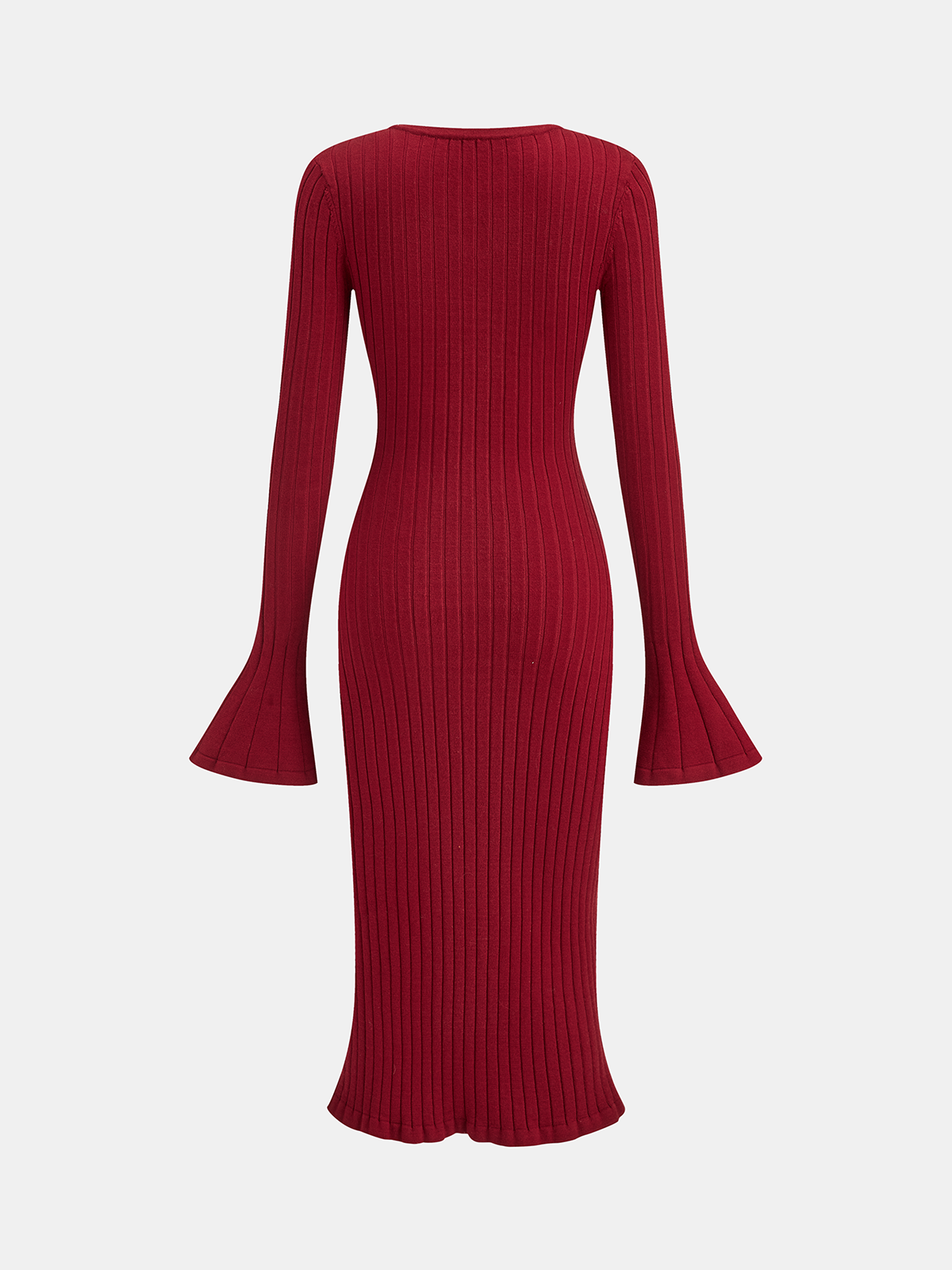 Bell Sleeve Midi Dress with Mermaid Hem and Horsebit Detail