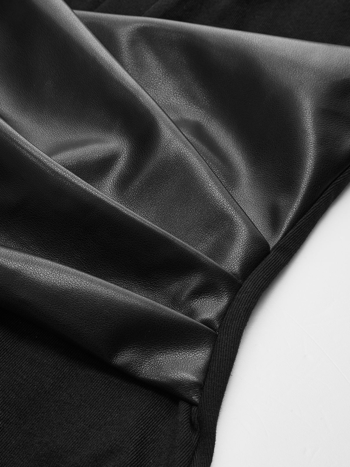 V-Neck Bodysuit with Faux Leather Wrap Waist