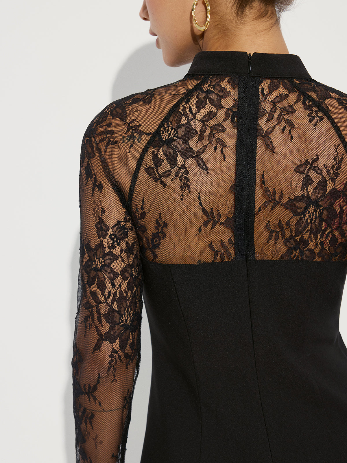 Lace Sleeve Mini Dress with A-Line Fit