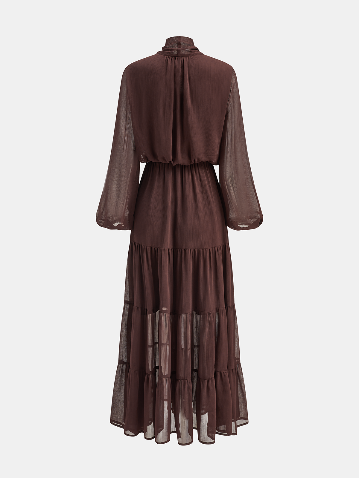 Long Sleeve Maxi Dress with Chiffon Bow Detail