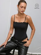 Lace Trim Camisole Bodysuit Without Underwire