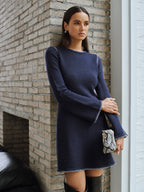 Contrast Stitching Sleeveless Knit Mini Dress