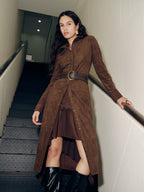Suede-Style Shirt Dress with No Belt Included