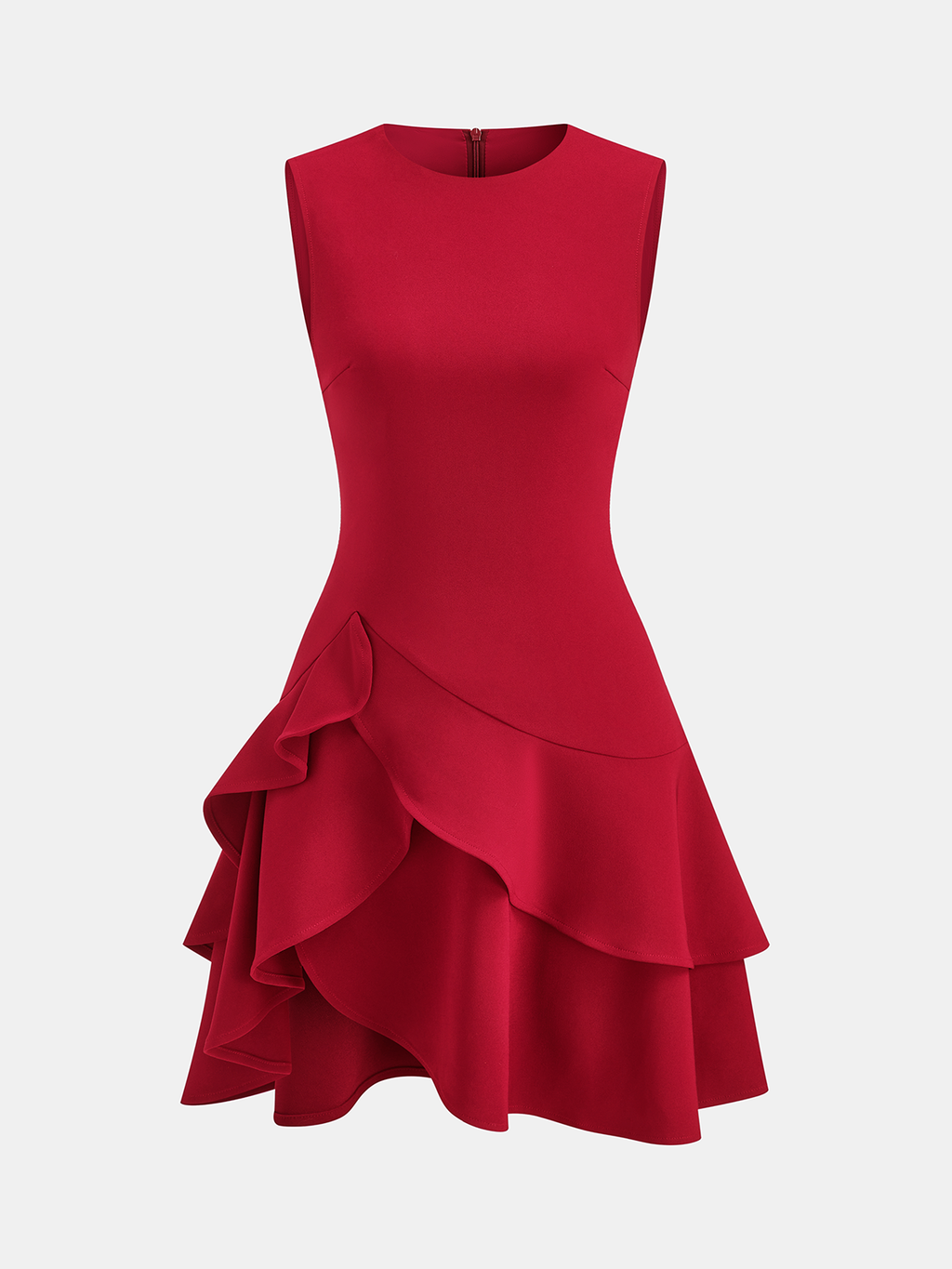 Sleeveless Mini Dress with Asymmetric Ruffle Hem