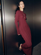 Long Sleeve Slim-Fit Knit Maxi Dress