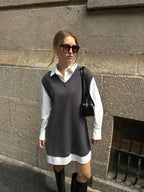 Dual-Layer Shirt and Knit Mini Dress Combo