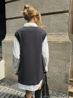 Dual-Layer Shirt and Knit Mini Dress Combo