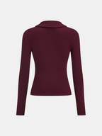 Ruched Long-Sleeve Blouse with Lapel Detail
