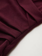 Ruched Long-Sleeve Blouse with Lapel Detail