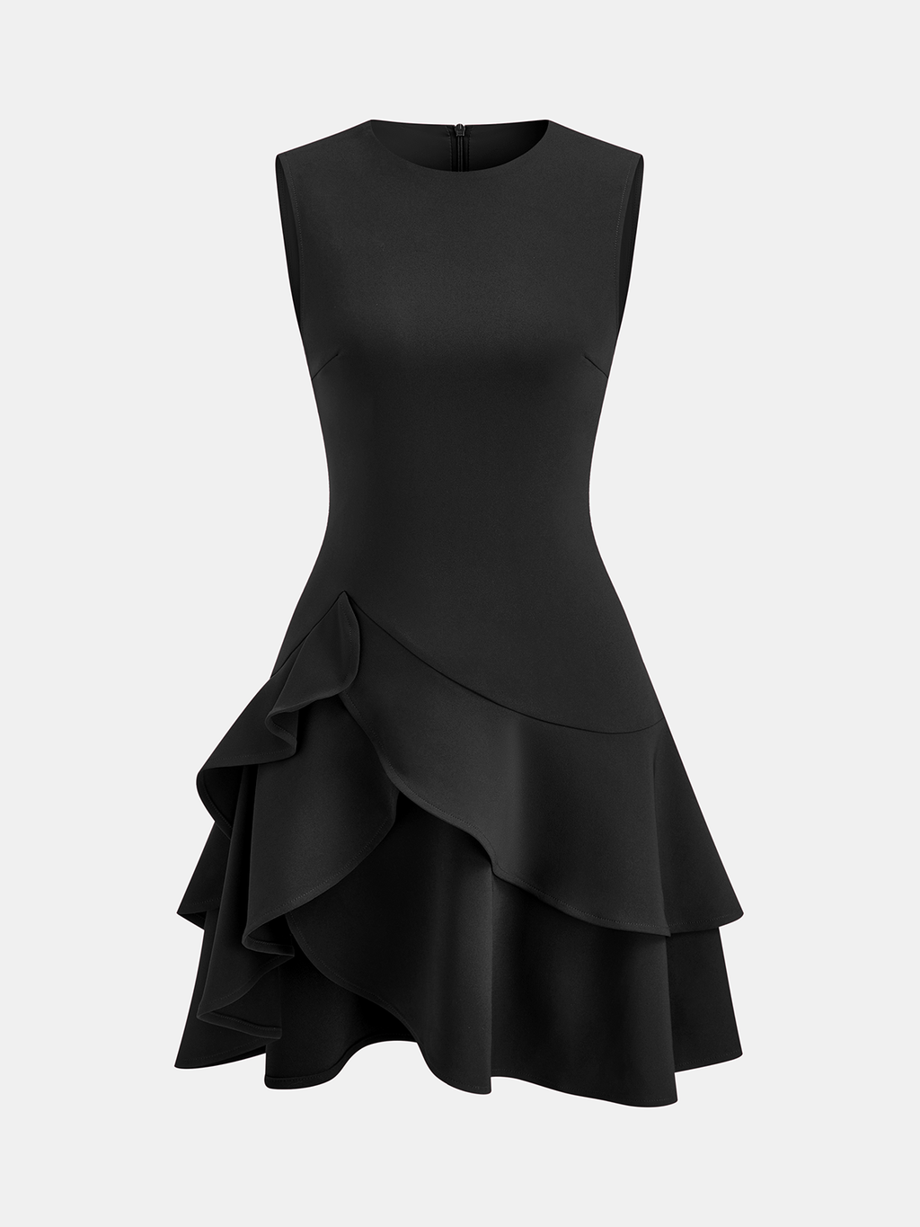 Sleeveless Mini Dress with Asymmetric Ruffle Hem