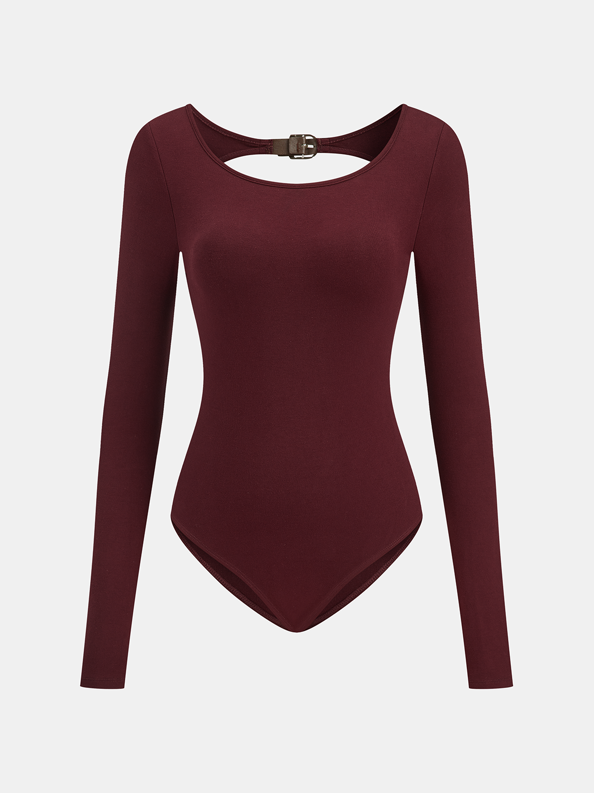 Backless Long-Sleeve Bodysuit with Buckled Detail