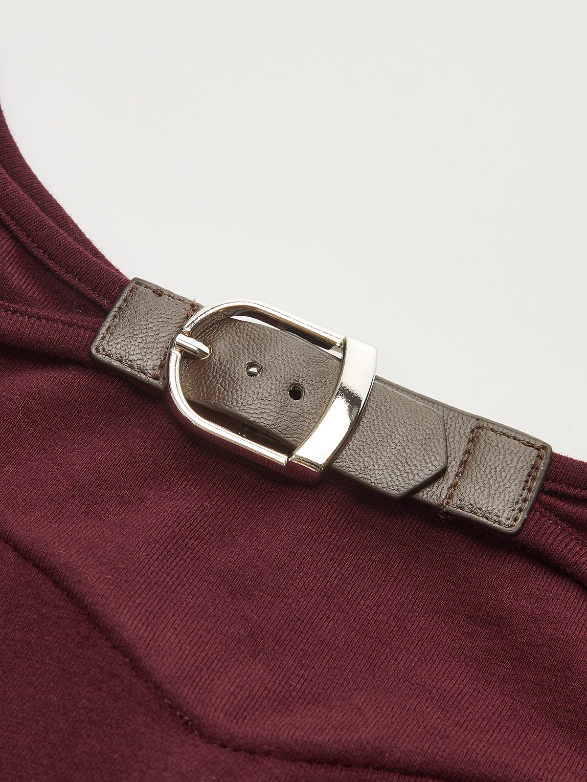 Backless Long-Sleeve Bodysuit with Buckled Detail