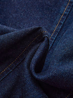 Two-Tone Collar Curved Sleeve Denim Jacket