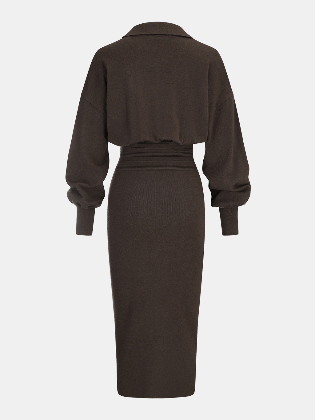 Fitted Waist Knit Shirt Dress