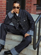 Relaxed Fit Denim Jacket with Cuffed Sleeves