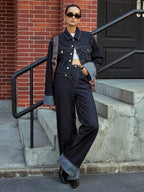 Relaxed Fit Denim Jacket with Cuffed Sleeves