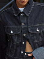 Relaxed Fit Denim Jacket with Cuffed Sleeves