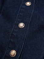 Buttoned Belted Denim Dress with Shirt Design