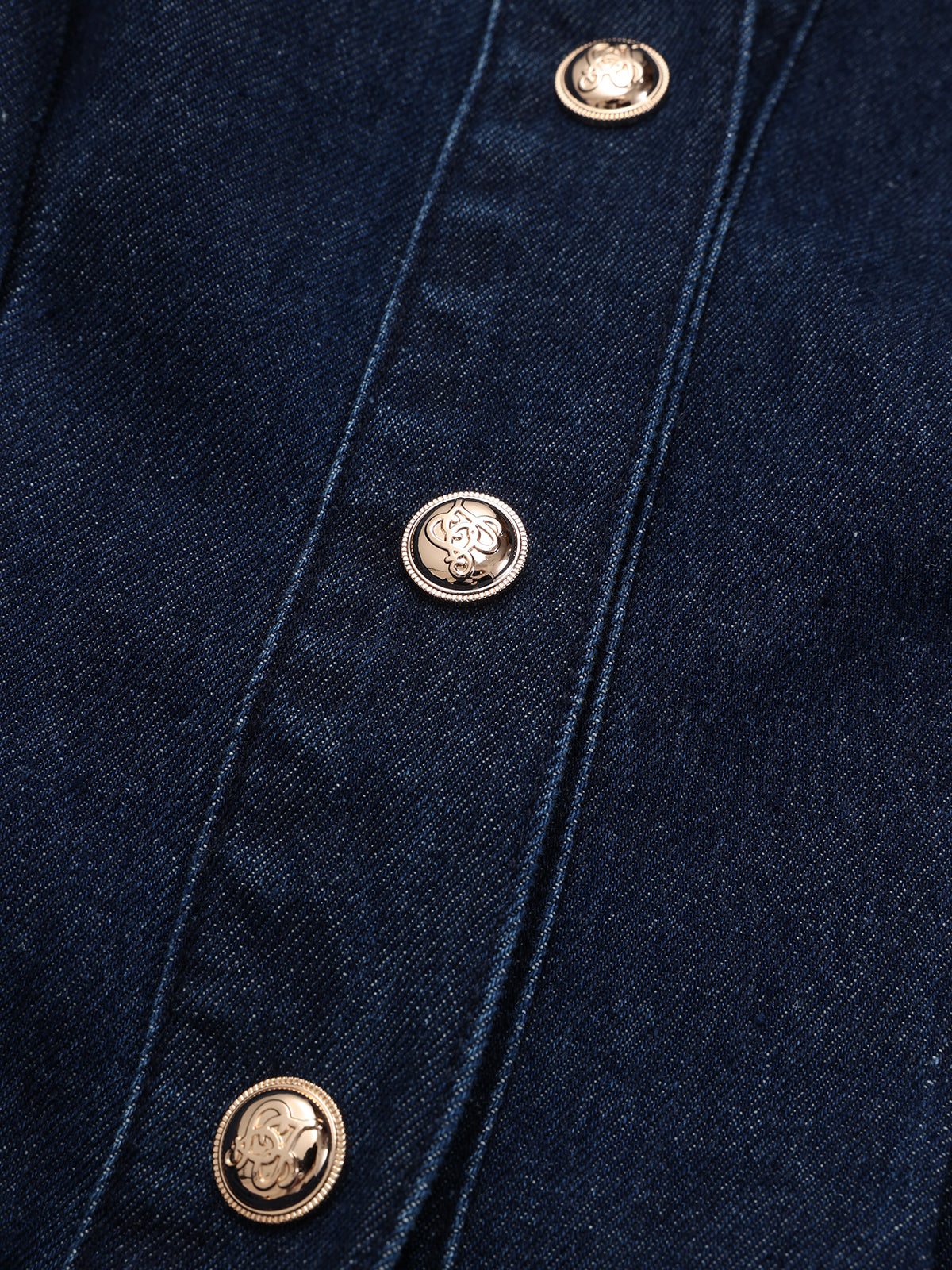 Buttoned Belted Denim Dress with Shirt Design