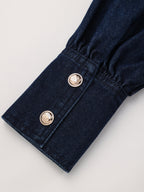 Buttoned Belted Denim Dress with Shirt Design