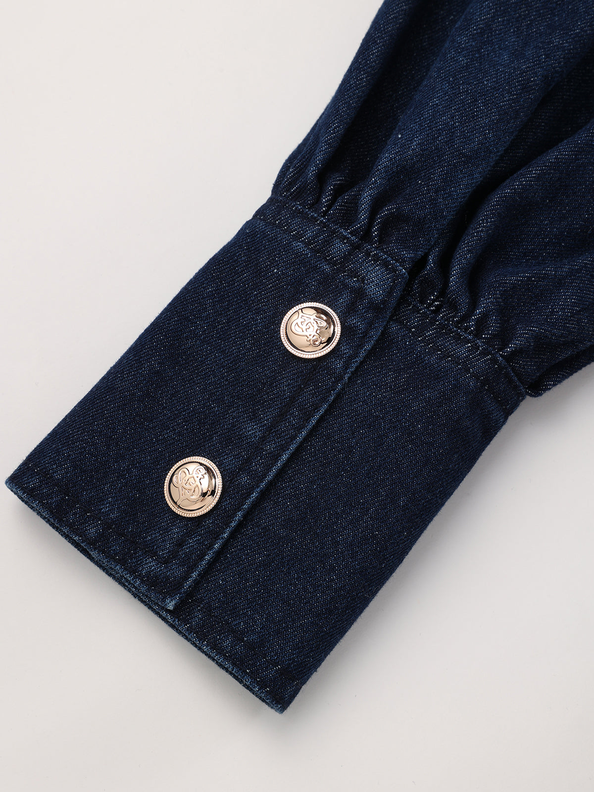 Buttoned Belted Denim Dress with Shirt Design